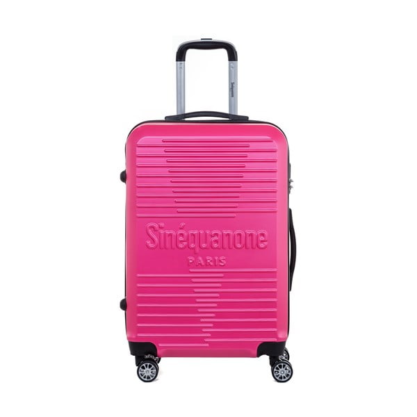 Růžový cestovní kufr na kolečkách s kódovým zámkem SINEQUANONE Trimy, 71 l