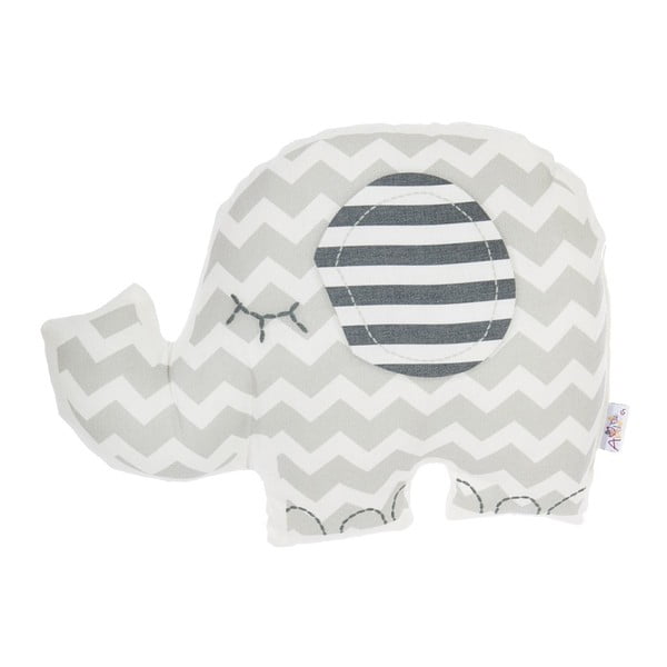 Šedý dětský polštářek s příměsí bavlny Mike & Co. NEW YORK Pillow Toy Elephant, 34 x 24 cm