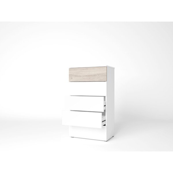 Bílá vysoká komoda v dekoru dubu 62x111 cm Sahara - Marckeric-image-3