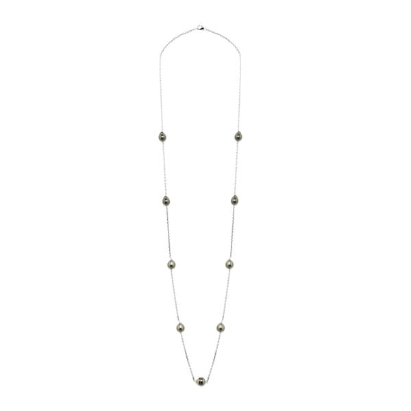 Stříbrný náhrdelník s černými tahitskými perlami GemSeller Cam