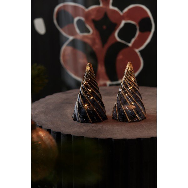 Černé světelné dekorace v sadě 2 ks na baterky ø 6 cm Vilma Tree – Sirius-image-1