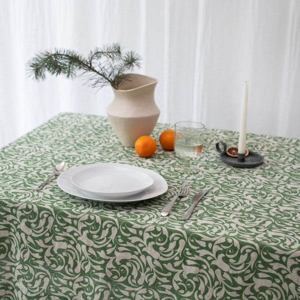 Lněný ubrus 140x200 cm Evergreen Damask – Linen Tales-image-4