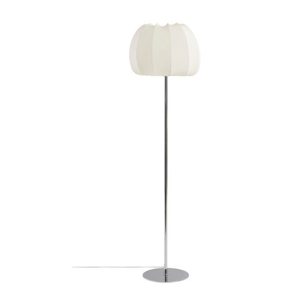 Bílá/v leskle stříbrné barvě látková stojací lampa (výška 150 cm) Pion – Jotex