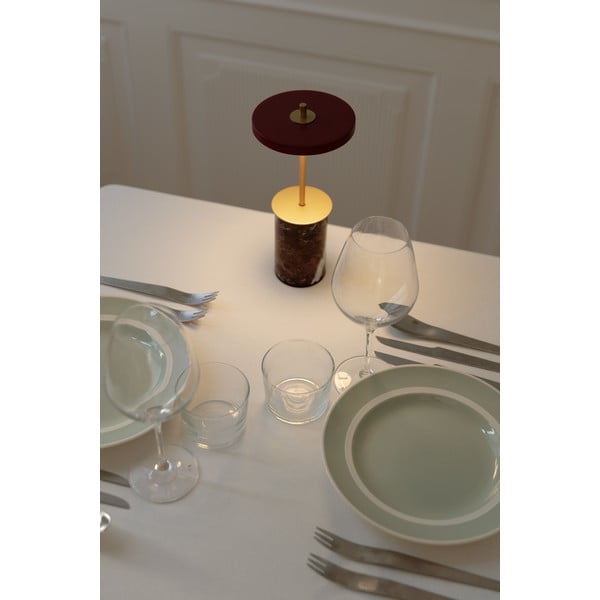 Červená mramorová LED stmívatelná stolní lampa s kovovým stínidlem (výška 25,5 cm) Asteria Move Mini – UMAGE-image-3