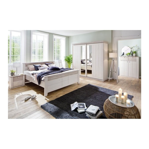 Bílá postel z borovicového dřeva SOB Göteborg, 140 x 200 cm