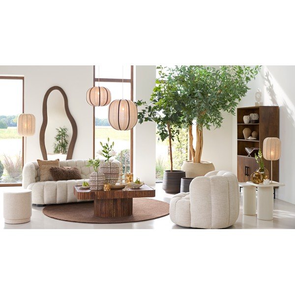 Krémové závěsné svítidlo s textilním stínidlem Esmiria – Light & Living-image-1