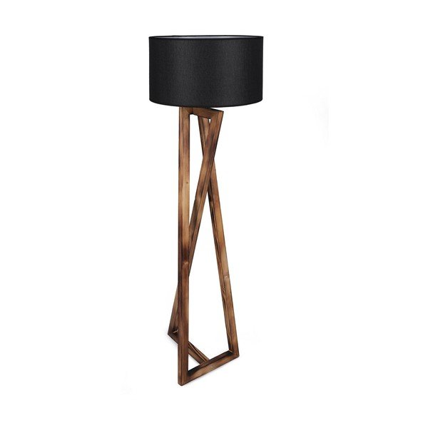 Černá/hnědá stojací lampa s textilním stínidlem (výška 149 cm) Maçka – Opviq lights-image-4