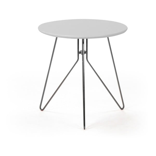 Bílý příruční stolek s podnožím ve stříbrné barvě PLM Barcelona Alegro, ⌀ 40 cm