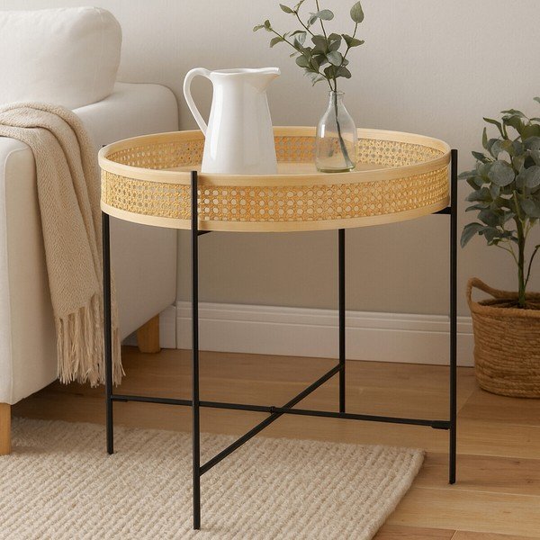 Ratanový kulatý konferenční stolek v přírodní barvě ø 60 cm Depok – Premier Housewares-image-1