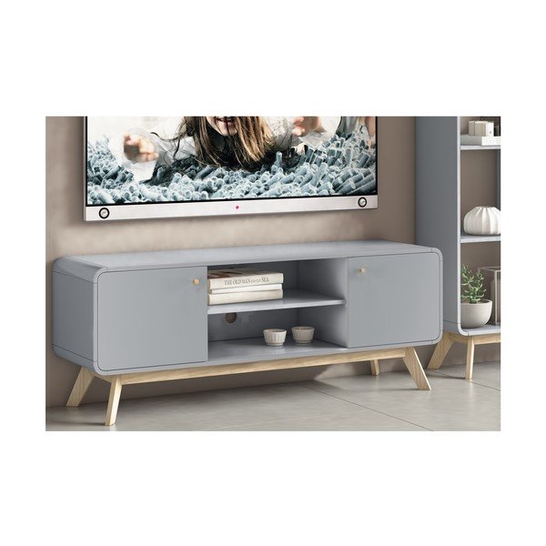 Šedý TV stolek 140x53 cm Caitlin – Støraa-image-4