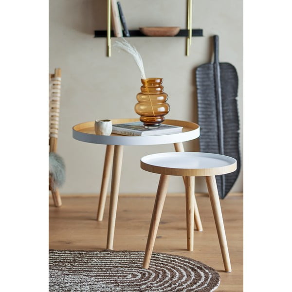 Bambusové kulaté odkládací stolky v sadě 2 ks ø 60 cm Cappuccino – Bloomingville-image-1