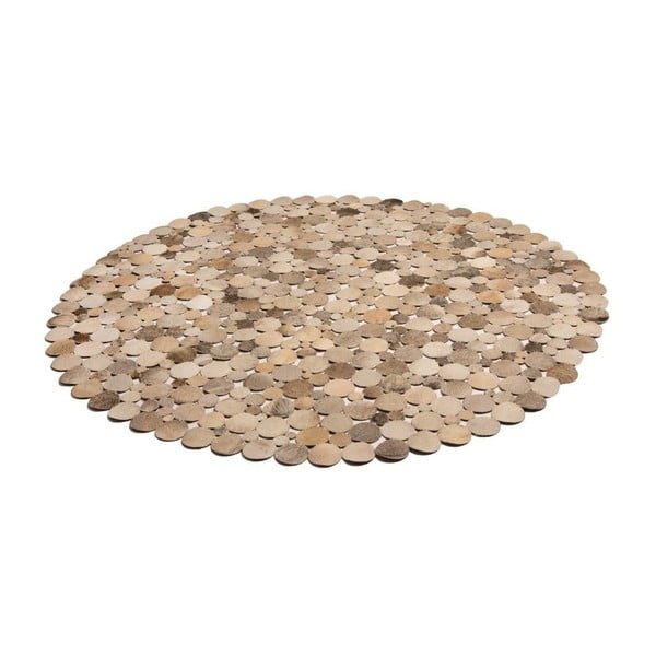 Hnědý kožený koberec Cotex Palazzo, ø 110 cm