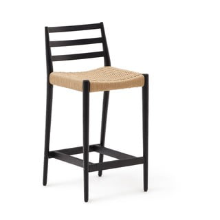Černá/v přírodní barvě barová židle z dubového dřeva (výška sedáku 70 cm) Analy – Kave Home