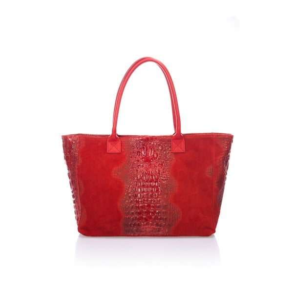 Červená kožená kabelka Lisa Minardi Maxiliaria