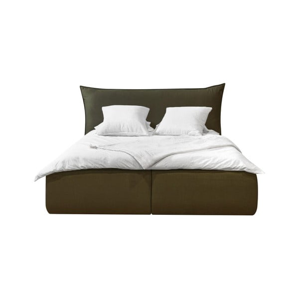 Tmavě zelená čalouněná dvoulůžková postel s úložným prostorem s roštem 160x200 cm Jade – Bobochic Paris