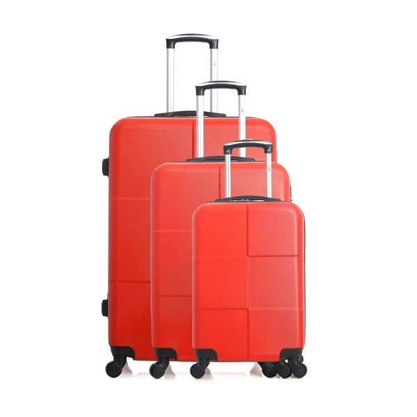 Sada 3 červených cestovních kufrů na kolečkách Hero Coronado