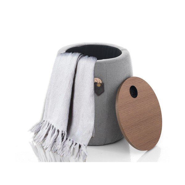 Šedý puf s úložným prostorem Tomasucci Barril, ø 40 cm-image-2