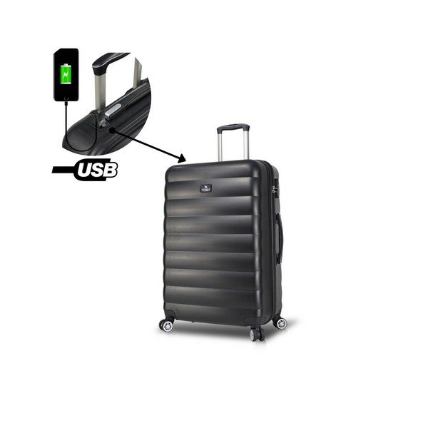 Černý cestovní kufr na kolečkách s USB portem My Valice COLORS RESSNO Large Suitcase-image-2