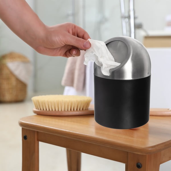 Černý odpadkový koš z nerezové oceli 1,2 l BLACK – Orion-image-1