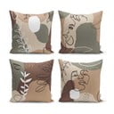 Sada 4 povlaků na polštáře Minimalist Cushion Covers Drawing Face, 43 x 43 cm