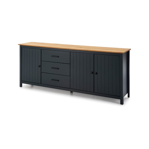 Tmavě modrá nízká komoda z borovicového dřeva 190x80 cm Miranda – Marckeric-image-3