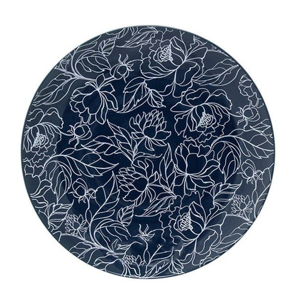 Tmavě modrý talíř Bloomingville Fleur, ⌀ 20 cm