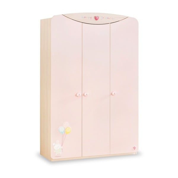 Světle růžová šatní skříň Baby Girl 3 Doors Wardrobe