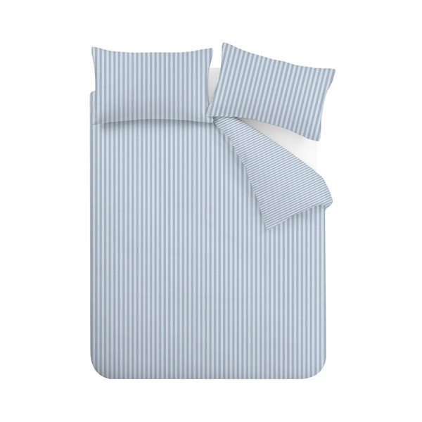 Modré 3dílné povlečení na dvoulůžko 200x200 cm Epping Textured Stripe – Catherine Lansfield