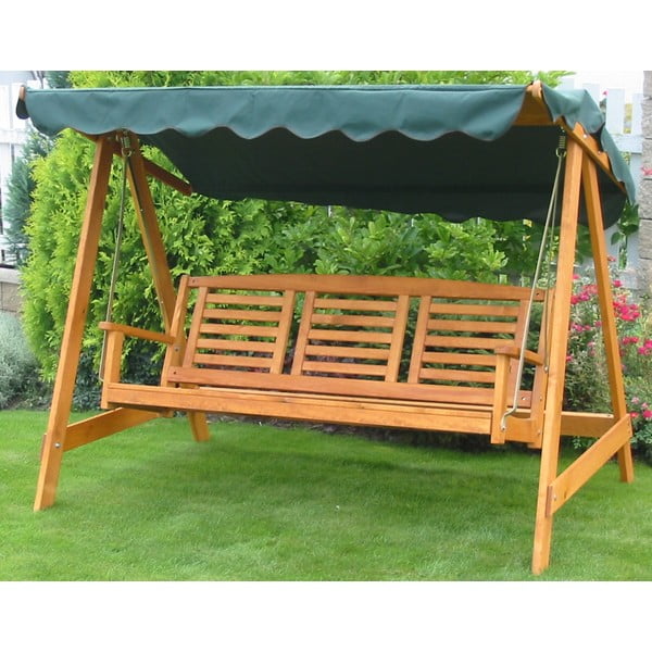Zeleno-hnědá dřevěná zahradní houpačka Eden – Rojaplast-image-1