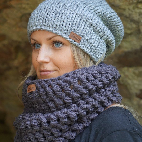 Ručně pletená čepice DOKE Grey Beanie-image-1