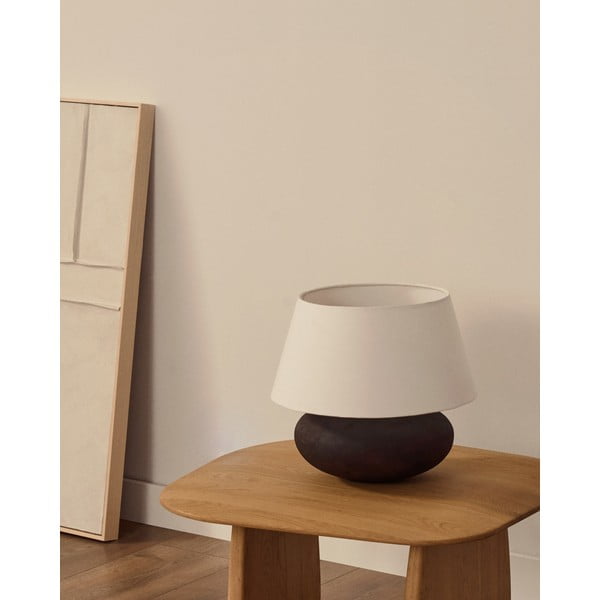 Černobílá stolní lampa s textilním stínidlem (výška 35 cm) Nessi – Kave Home-image-2