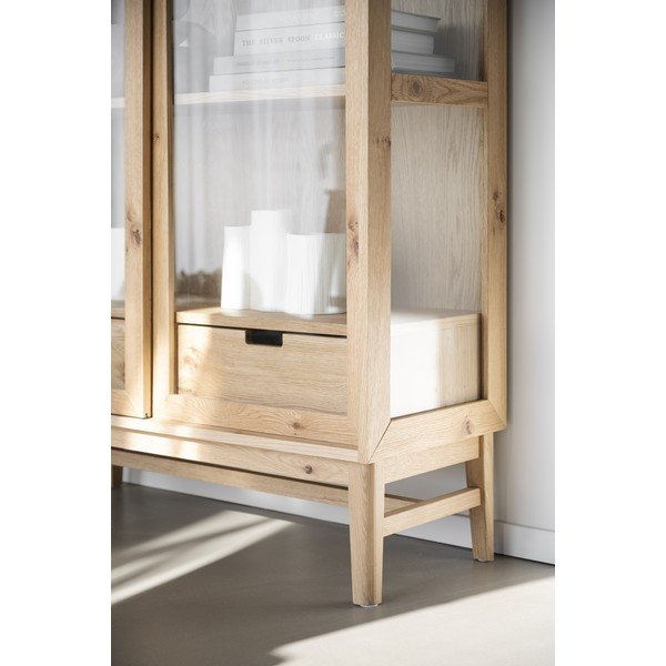 Vitrína v dekoru dubu s posuvnými dveřmi v přírodní barvě 100x203 cm Hazelton – Rowico-image-4