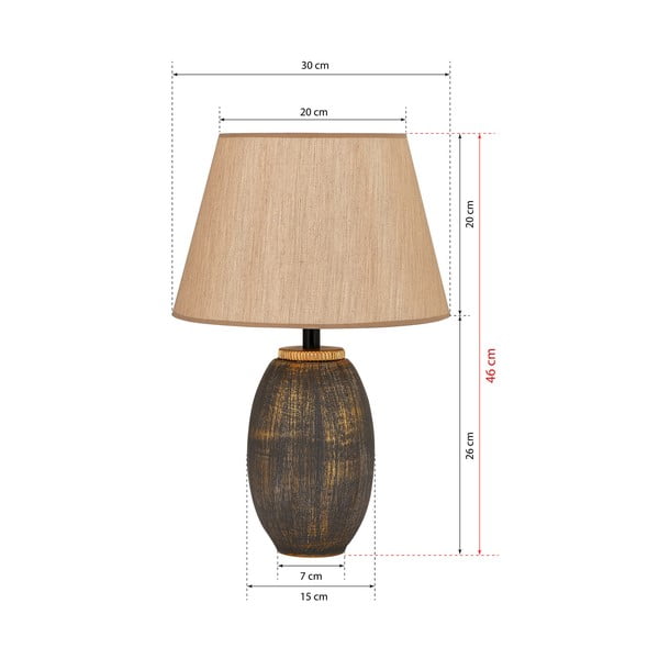 Šedá/béžová stolní lampa s textilním stínidlem (výška 46 cm) Yakamoz – Opviq lights-image-3