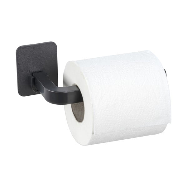 Černý plastový držák na toaletní papír bez vrtání Parma – Allstar-image-3
