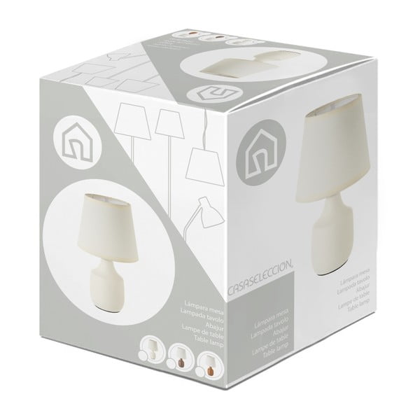 Bílo-hnědá keramická stolní lampa s textilním stínidlem (výška 24 cm) – Casa Selección-image-4