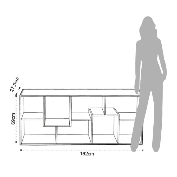 Bílá knihovna s hranou v dřevěném dekoru 69x160 cm Random Andrea - Tomasucci-image-2