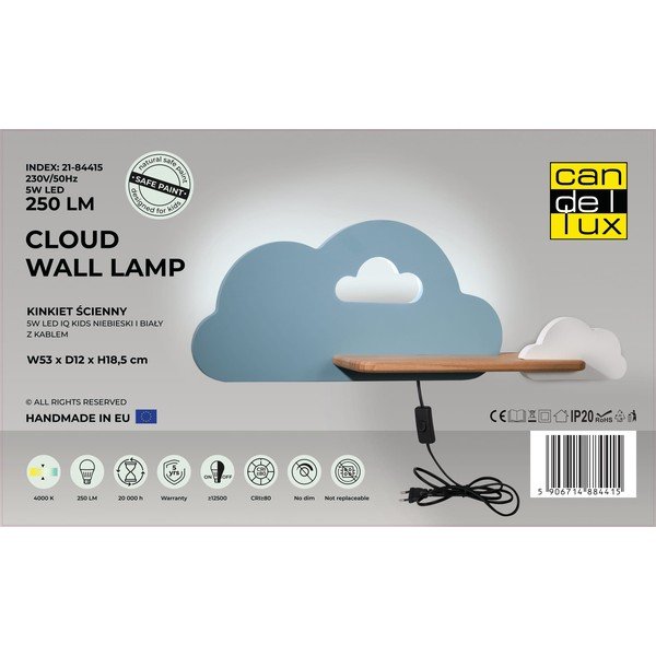 Bílo-modré dětské svítidlo Cloud – Candellux Lighting-image-3