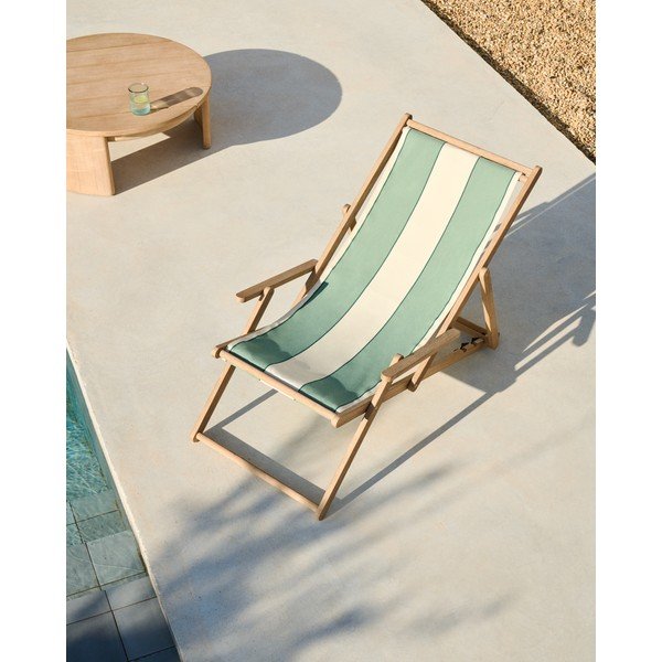 Zelené dřevěné zahradní lehátko Vilara – Kave Home-image-1