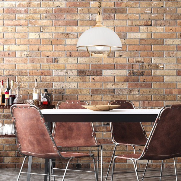 Závěsné svítidlo v bronzovo-přírodní barvě se skleněným stínidlem ø 30 cm Ramona – LAMKUR-image-3