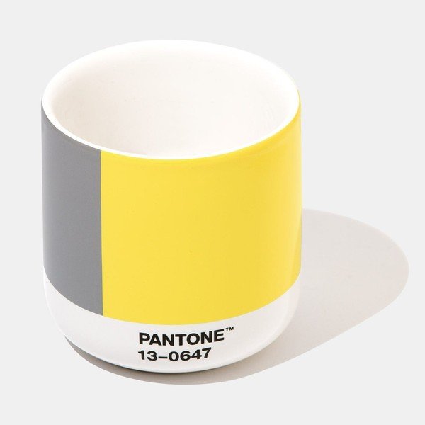 Žluto-šedý keramický termo hrnek Pantone Cortado, 175 ml-image-1