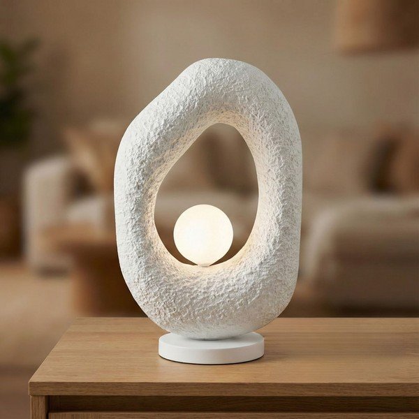 Bílá kovová stolní lampa (výška 50 cm) Lore – Opviq lights-image-3