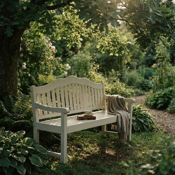 Bílá dřevěná zahradní lavice Austin – Garden Pleasure-image-3