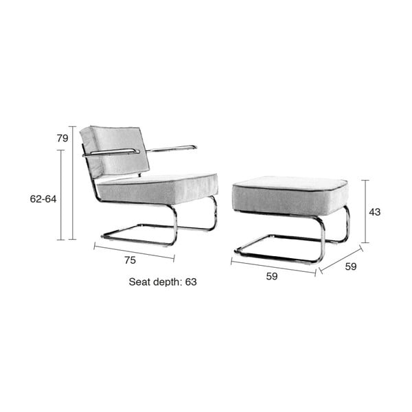 Světle šedé křeslo Zuiver Rib-image-3