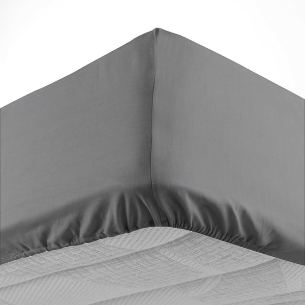 Antracitové napínací bavlněné prostěradlo 160x200 cm Lina – douceur d'intérieur-image-3