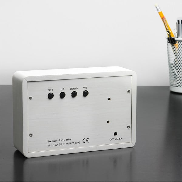 Bílý budík s bílým LED displejem Gingko Brick Click Clock-image-1