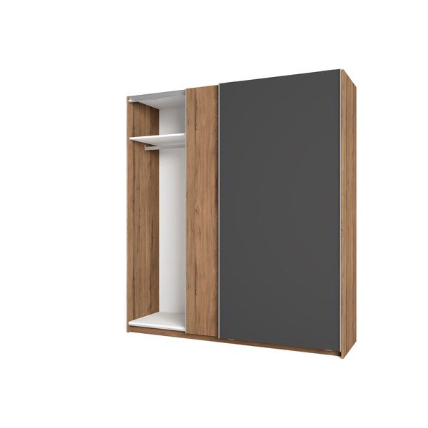 Šedá šatní skříň v dekoru ořechu s posuvnými dveřmi 182x200 cm Malta - Marckeric-image-2