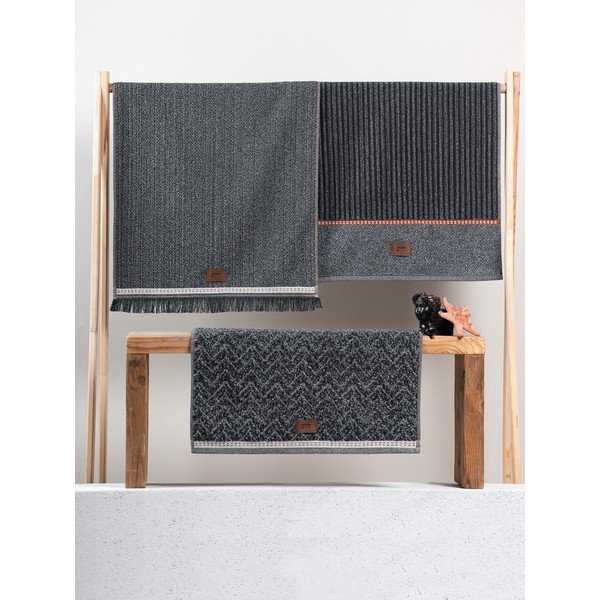 Antracitové ručníky v sadě 3 ks 50x90 cm Denim – Foutastic-image-2