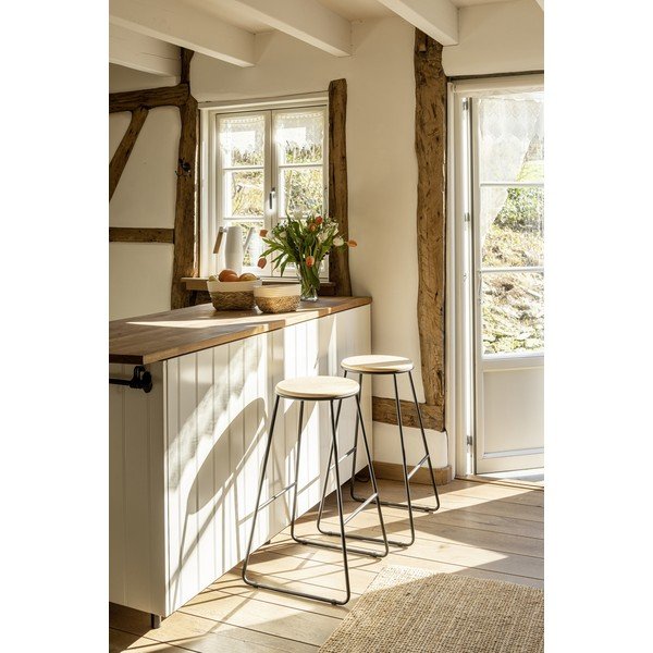 Barové židle v černo-přírodní barvě v sadě 2 ks (výška sedáku 70 cm) Loft – Wenko-image-1