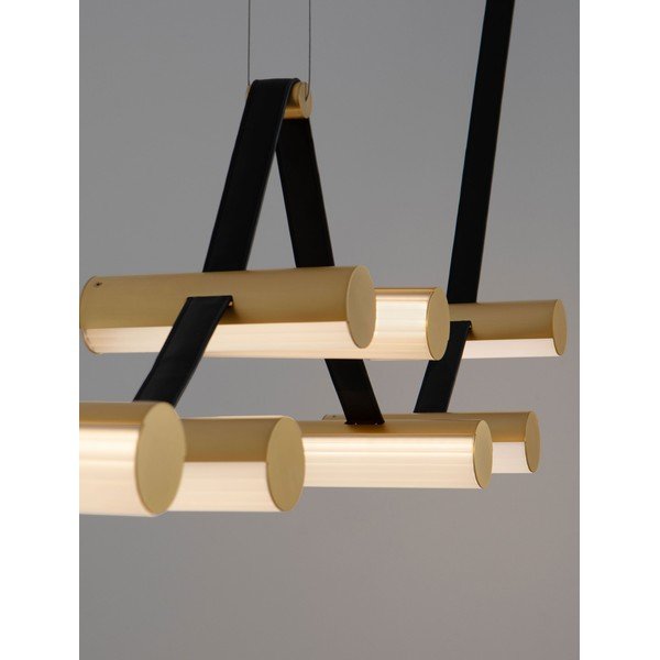 Hliníkové LED stmívatelné závěsné svítidlo v mosazné barvě se skleněným stínidlem Luma – Nova Luce-image-3