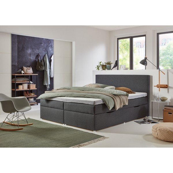 Šedá boxspring postel s úložným prostorem 180x200 cm Harry – Rojaplast-image-1